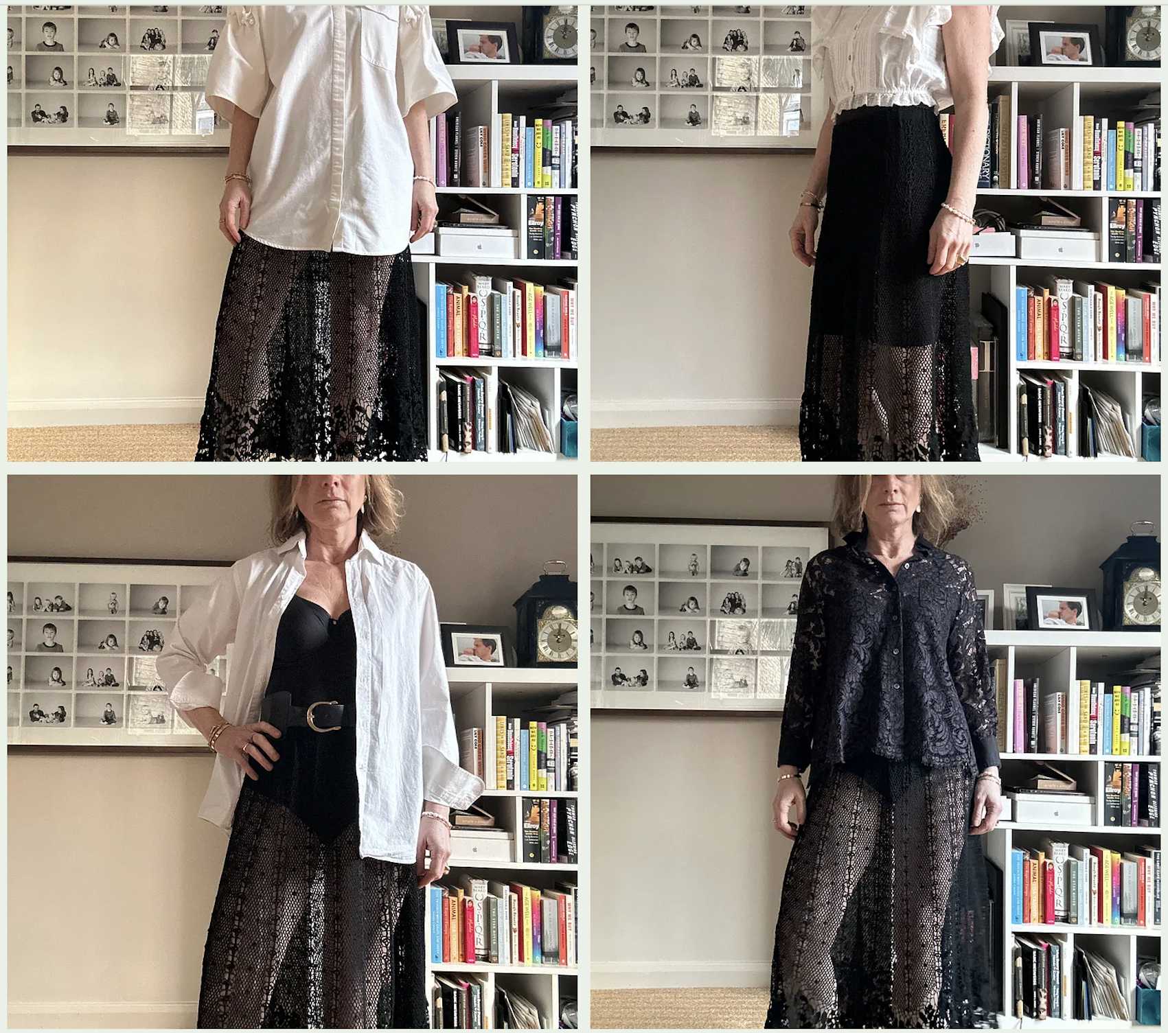 Tiffanie Darke models a second-hand black crochet skirt she's fallen for 