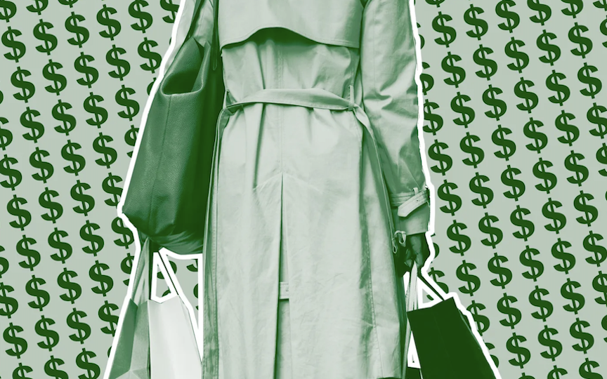 An illustration of a stylish woman holding shopping bags: Photo-Illustration: by The Cut; Photo: Getty Images