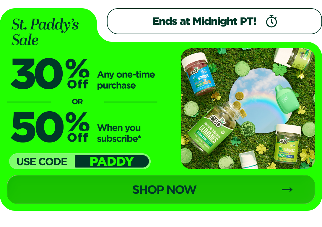 Stock Up for St. Paddy’s Sale Get 35% OFF Any one-time purchase or Get 50% OFF When you subscribe* Use code PADDY