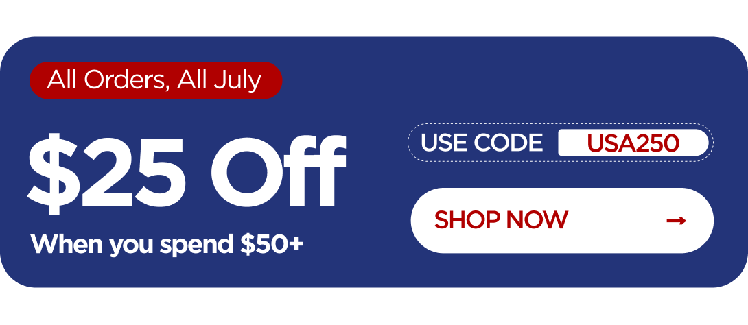 $25 OFF When you spend $50+ Use code USA250