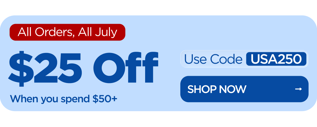 $25 OFF When you spend $50+ Use code USA250