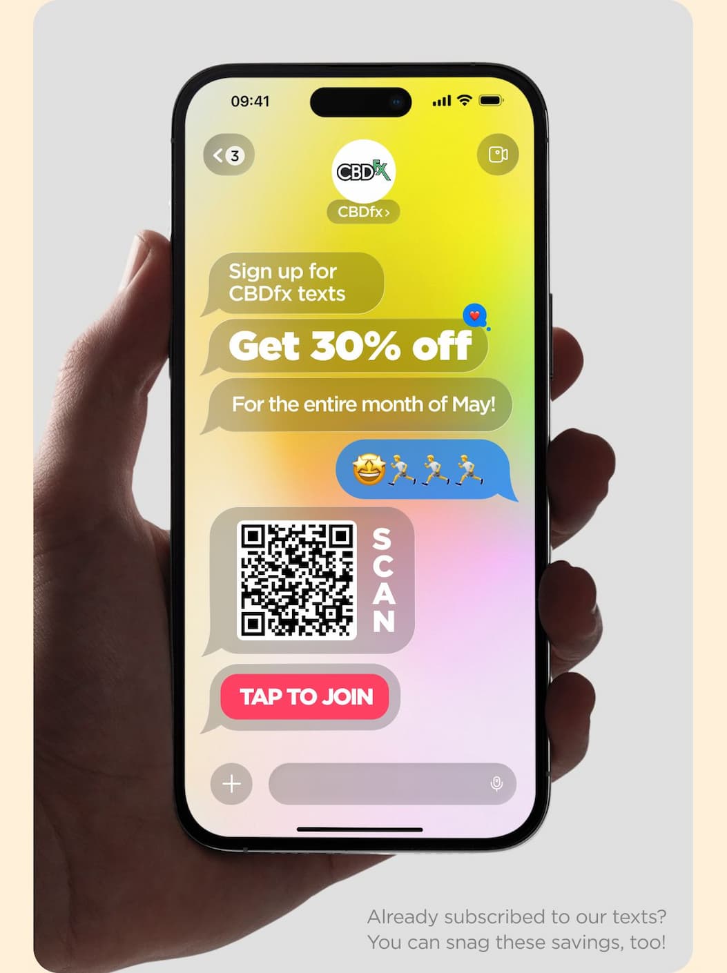 Sign Up for CBDfx Texts & Get 30% OFF For the entire month of May!Already subscribed to our texts? You can score these savings, too! 