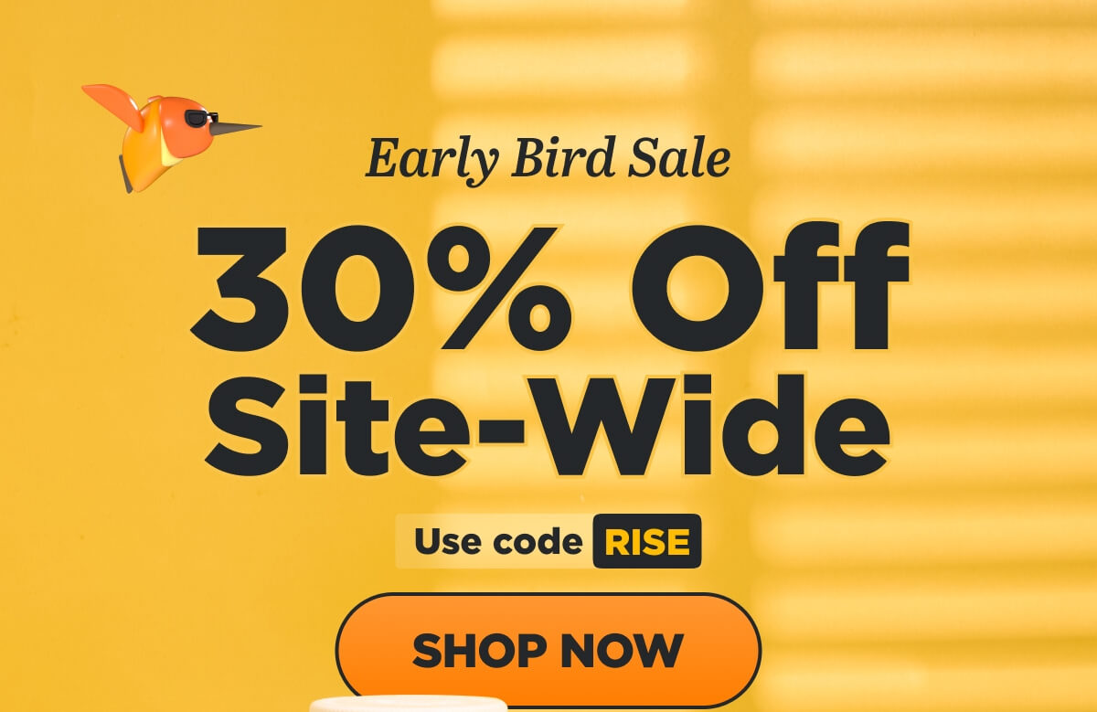 Early Bird Sale! Get 30% Off Site-Wide. Use code RISE