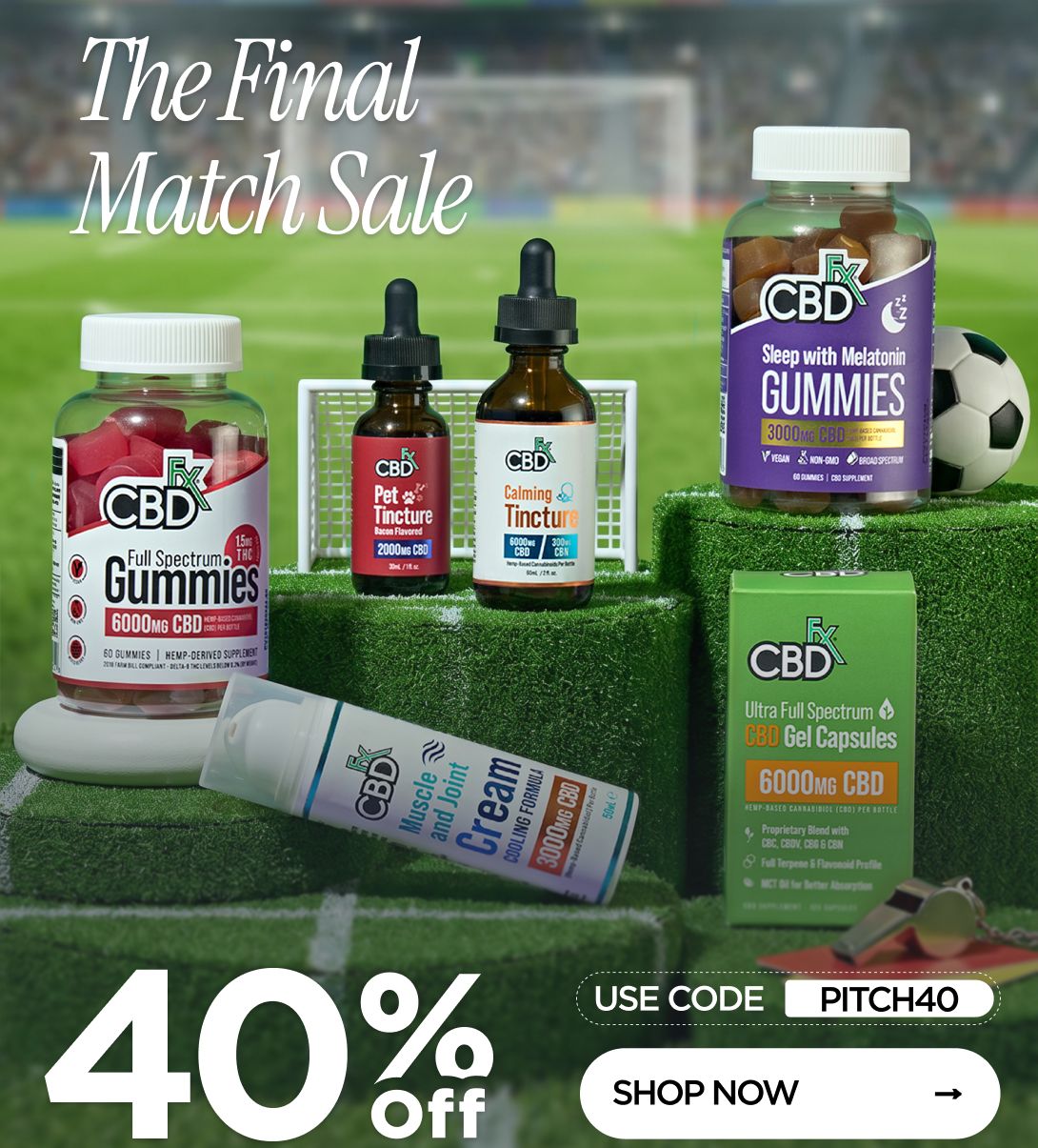 The Final Match Sale 40% OFF Use code PITCH40