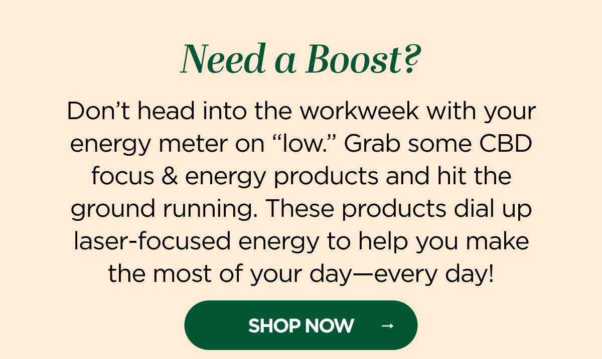 Need a Boost? Don't head into the workweek with your energy meter on 