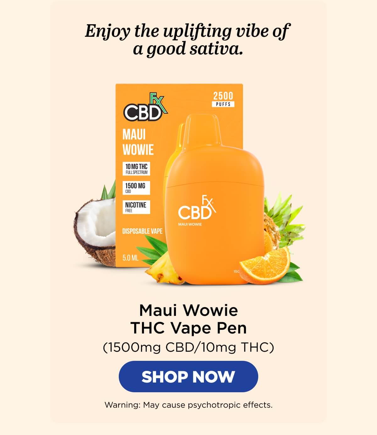 Delta-9 THC Vape Pen: Maui Wowie Sativa