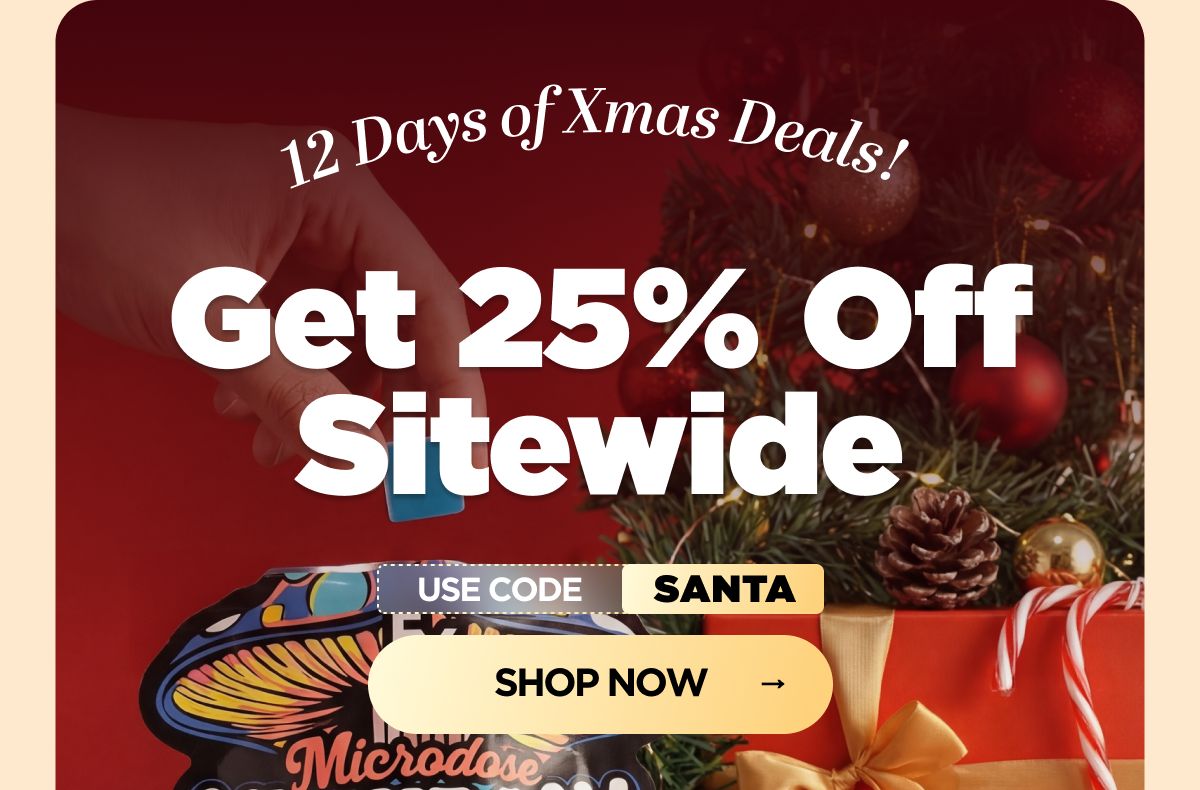 12 Days of Xmas Deals! Get 25% OFF Sitewide Use code SANTA
