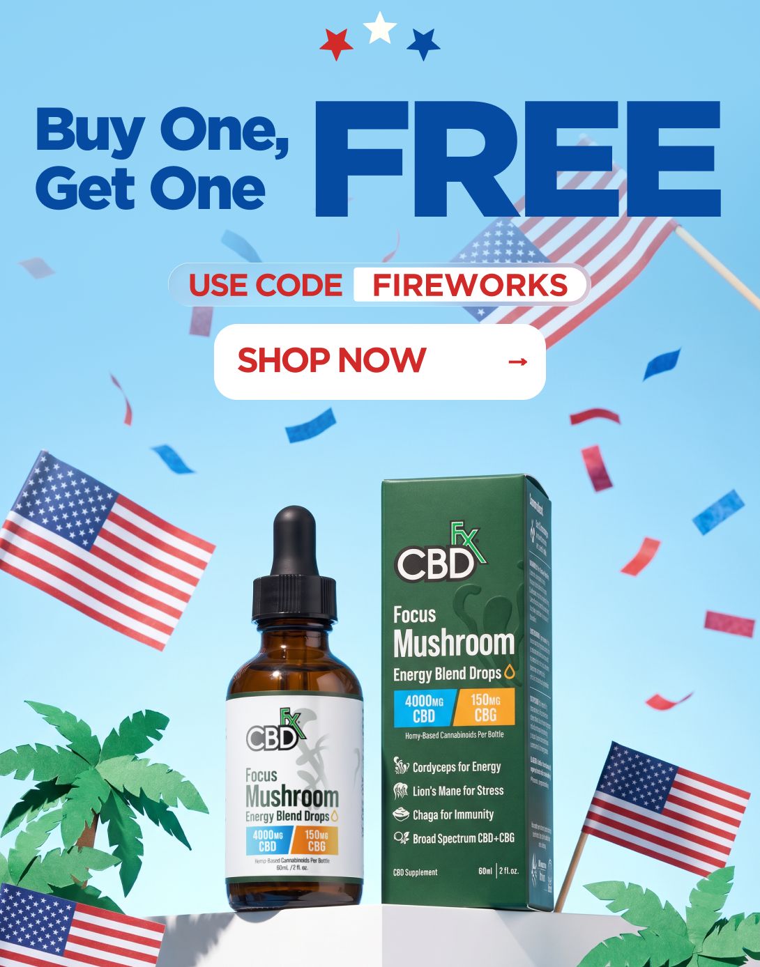 Buy One, Get One FREE Use code FIREWORKS