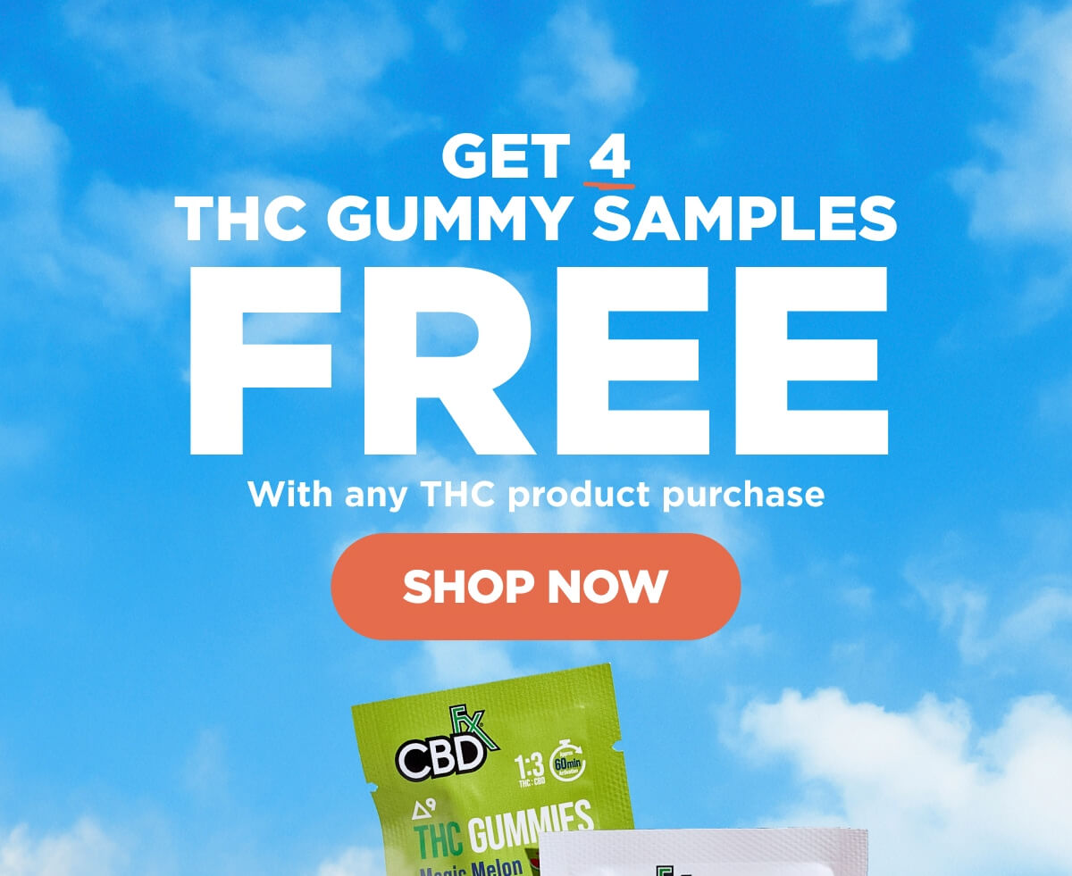 Get 4 THC Gummy Samples FREE With any THC product purchase