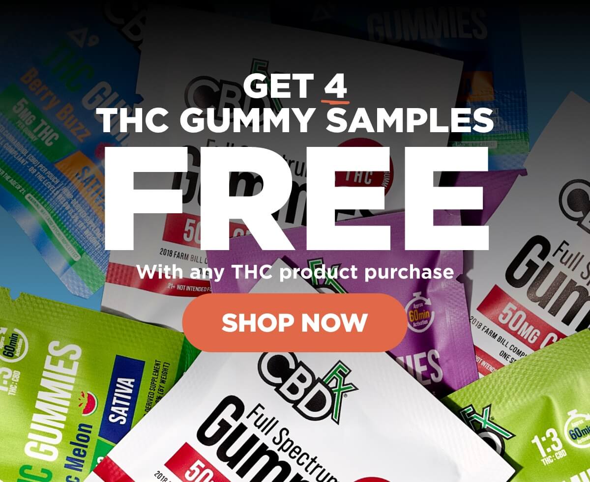 Get 4 THC Gummy Samples FREE With any THC product purchase