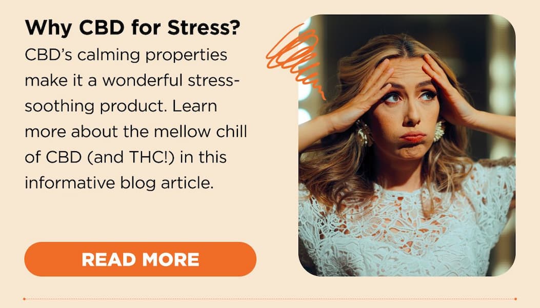Why CBD for Stress? CBD’s calming properties make it a wonderful stress-soothing product. Learn more about the mellow chill of CBD (and THC!) in this informative blog article. [READ MORE]