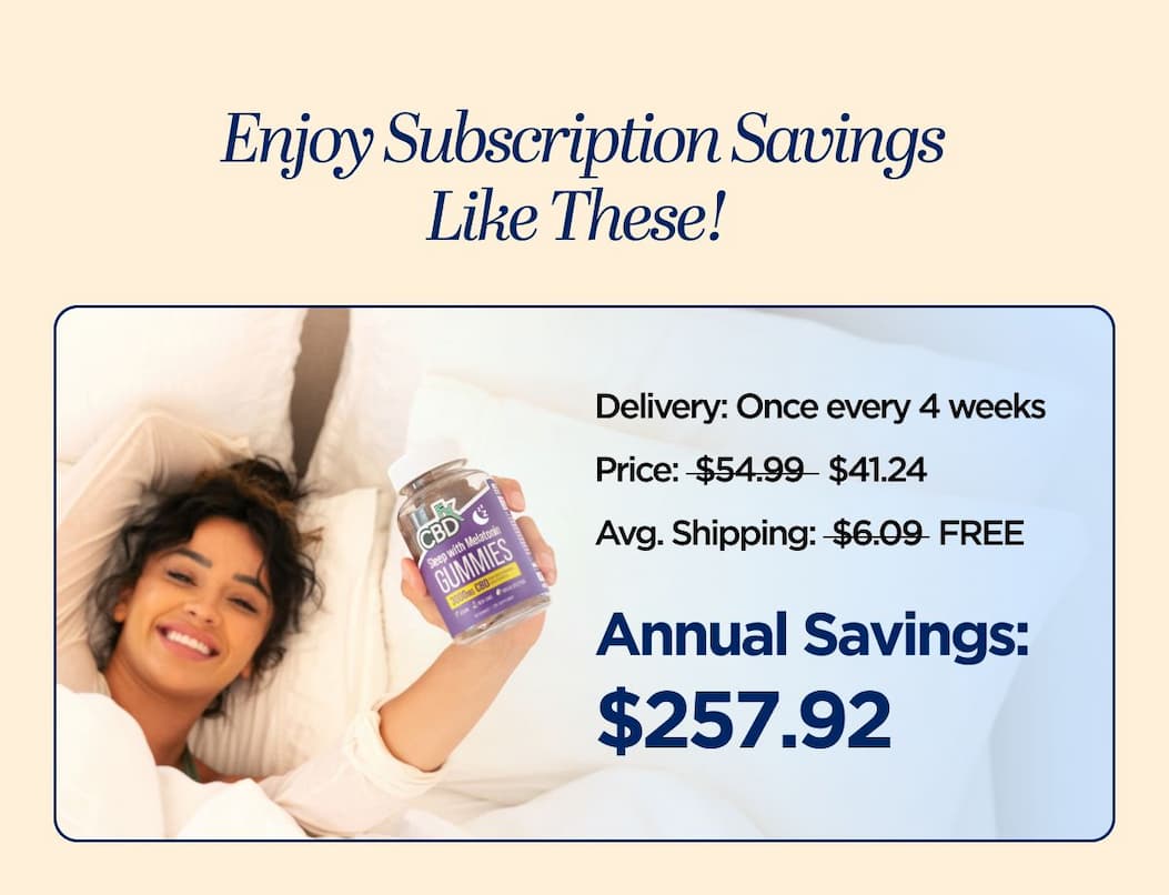 Enjoy Subscription Savings Like These! CBD Sleep Gummies with Melatonin