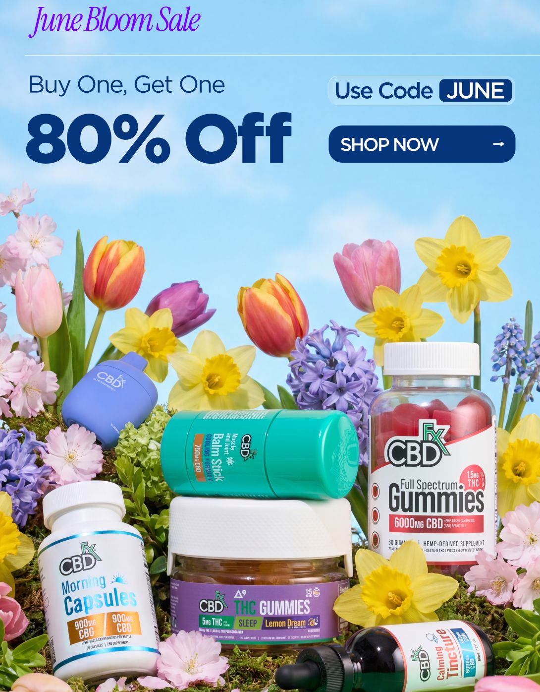 June Bloom Sale Buy One, Get One 80% OFF Use code JUNE