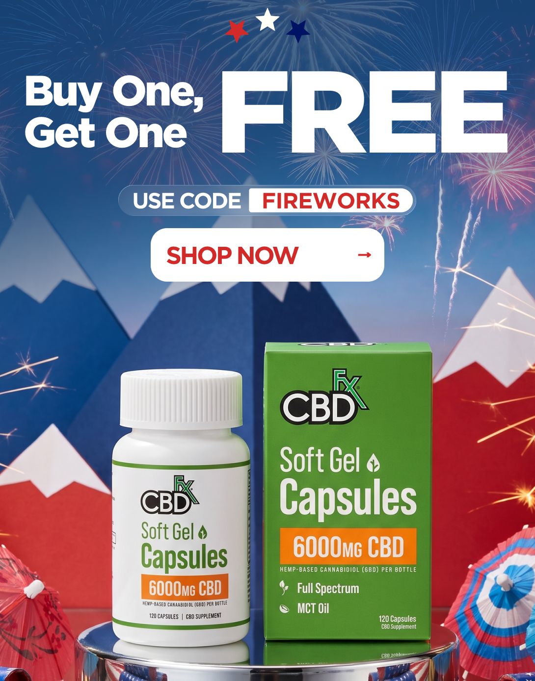 Buy One, Get One FREE Use code FIREWORKS