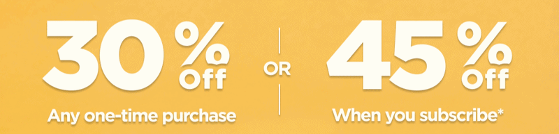 Easter Sale Get 30% OFF Any one-time purchase or Get 45% OFF When you subscribe* Use code EGG