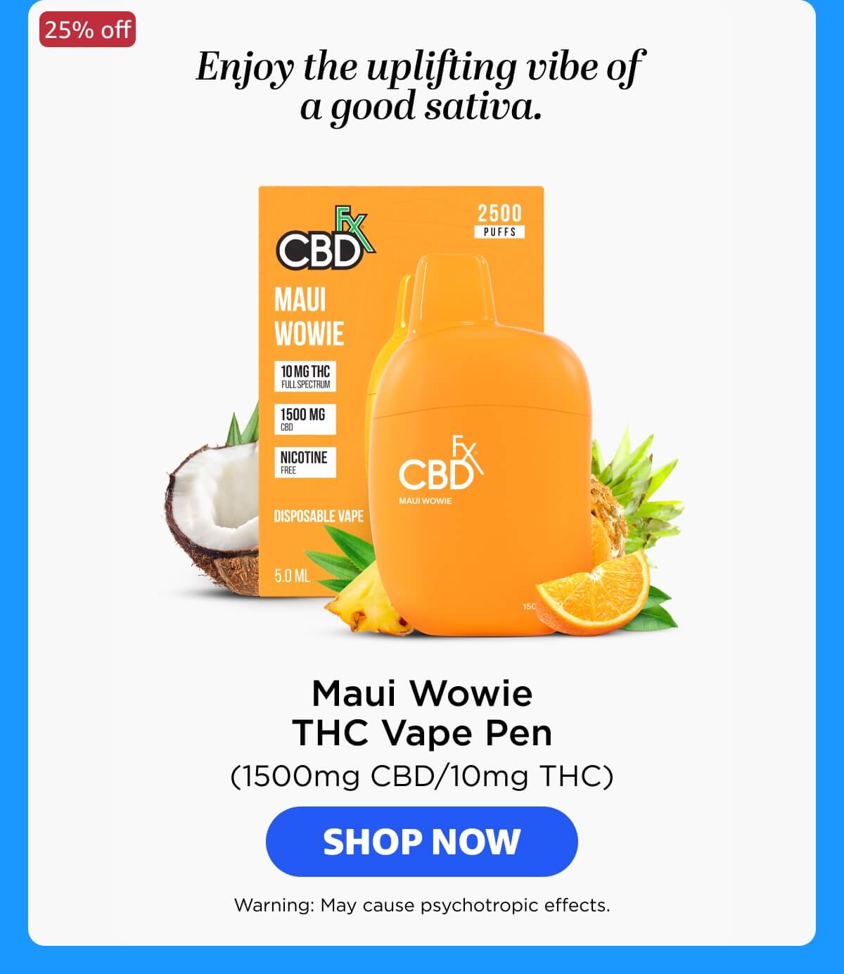 Delta-9 THC Vape Pen: Maui Wowie Sativa
