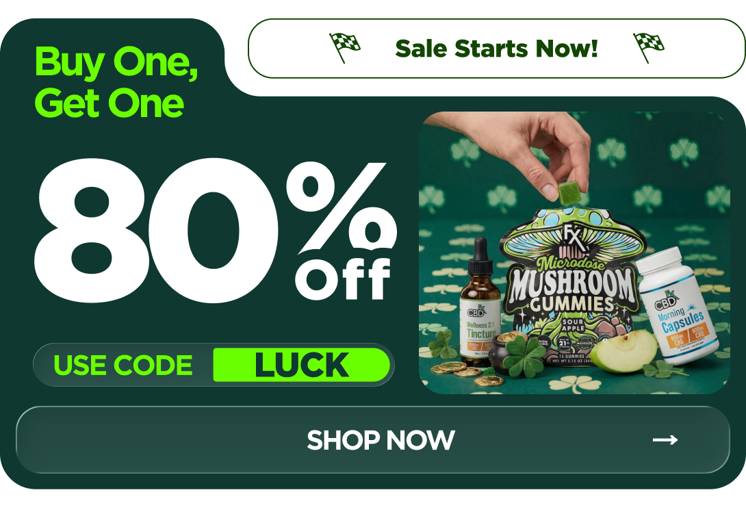 St. Patrick's Day Sale Buy One, Get One 80% OFF! Use code LUCK