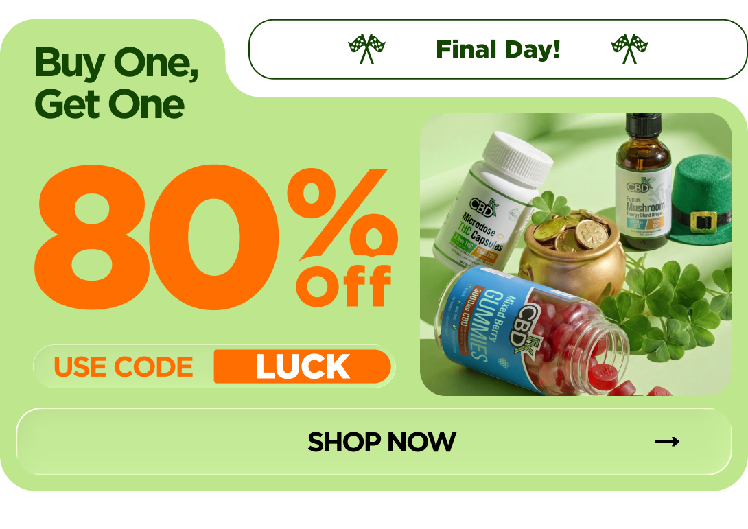 St. Patrick’s Day Sale Buy One, Get One 80% OFF! Use code LUCK