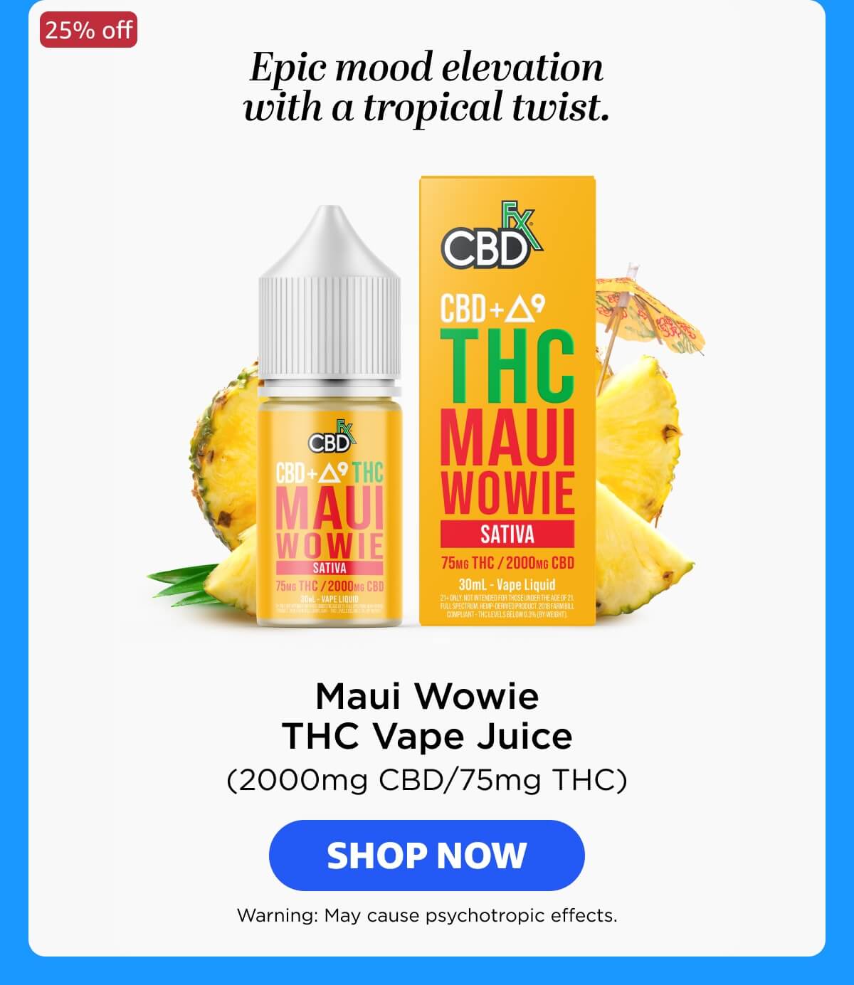 Delta-9 THC Vape Juice: Maui Wowie Sativa