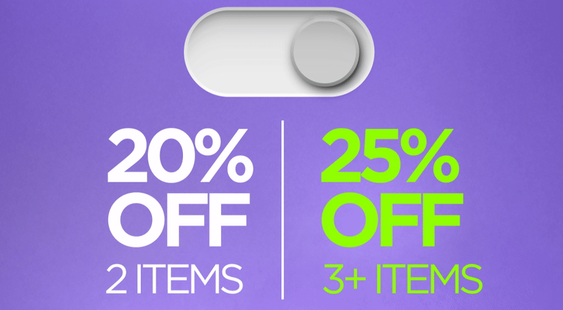 20% OFF 2 Items/25% OFF 3+ Items Use code CHILL