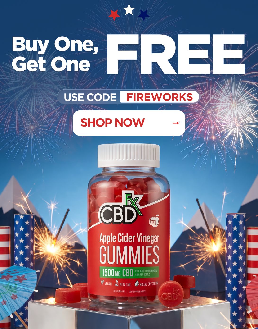 Buy One, Get One FREE Use code FIREWORKS