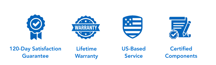 Kind Water: 120-Day Satisfaction Guarantee; Lifetime Warranty; US-based service; Certified Components. 