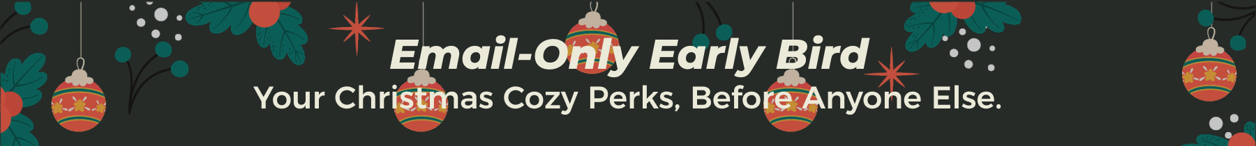 Email-Only Early Bird Your Christmas Cozy Perks, Before Anyone Else.