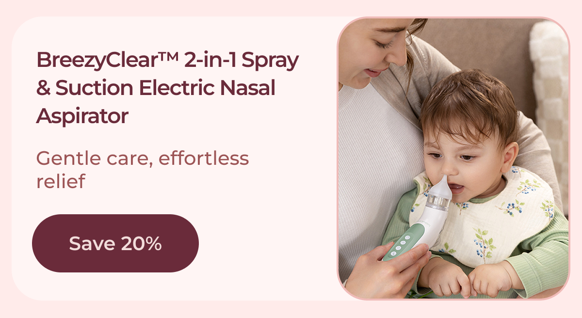 BreezyClear™ 2-in-1 Spray & Suction Electric Nasal Aspirator Gentle care, effortless relief Save 20%