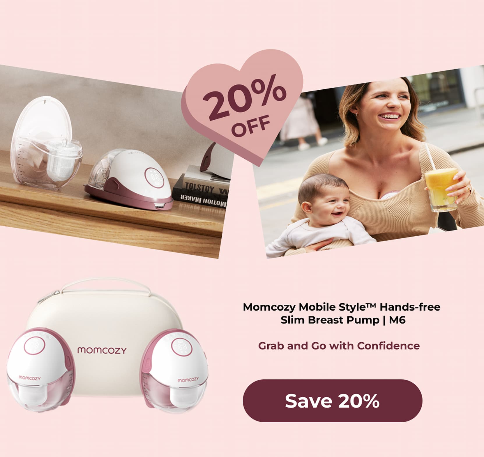 Momcozy Mobile StyleTM Hands-freeslim Breast Pump | M6. Grab and Go with Confidence. Save 20%
