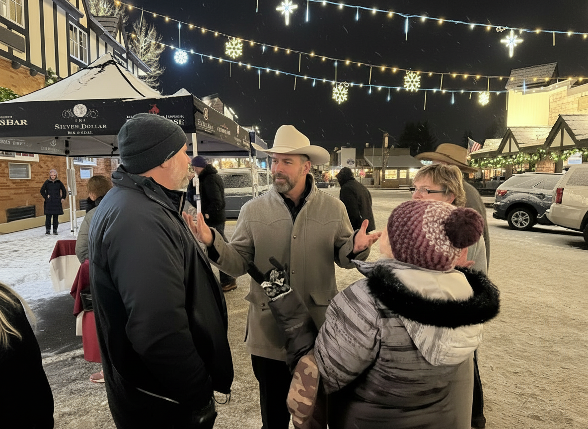 an image of a group of people standing around a street