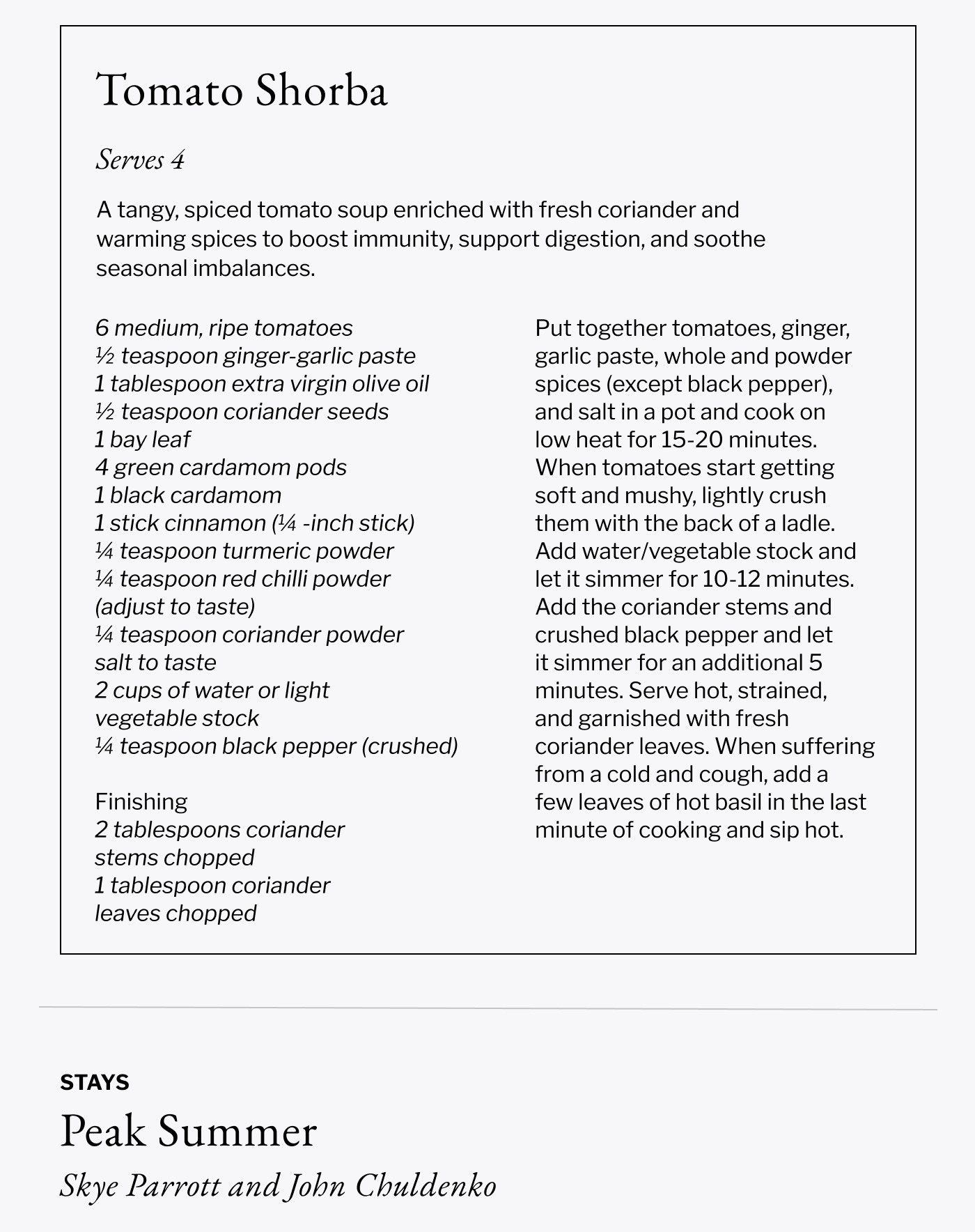 Recipe Tomato Shorba