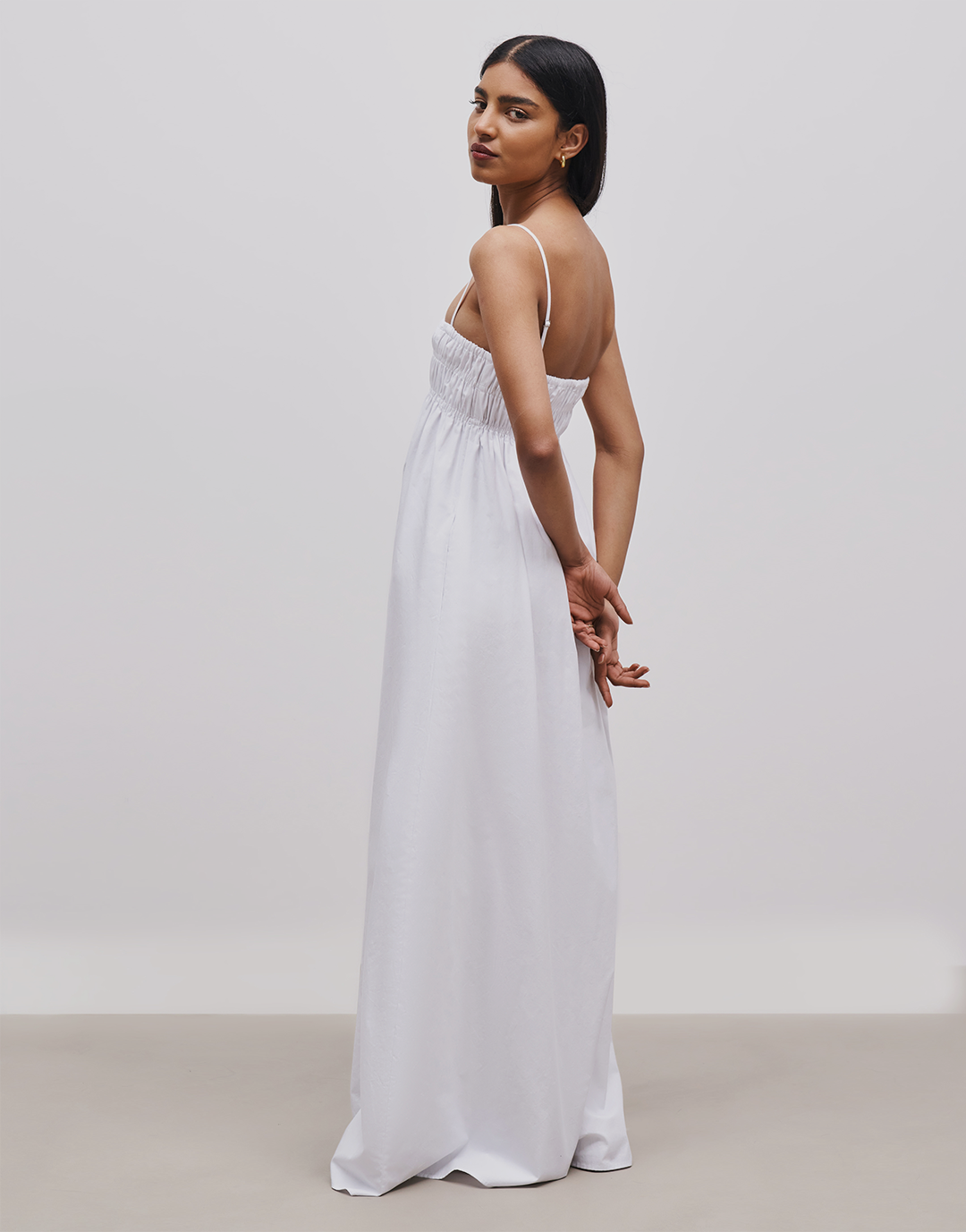 Ruched Cotton Maxi Dress