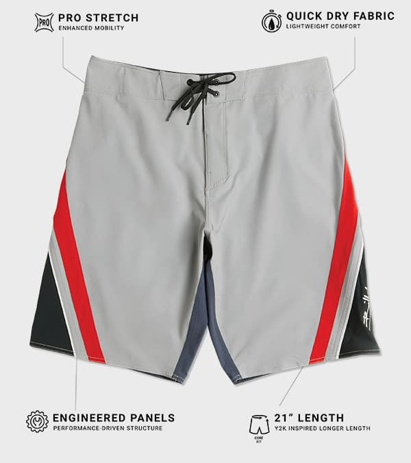 FLUID 2K PRO BOARDSHORTS - PRO STRETCH, QUICK DRY FABRIC, ENGINEERED PANELS