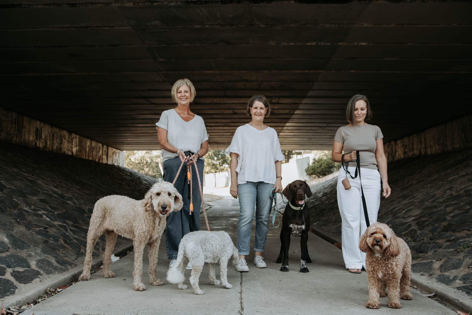 Kel, Sal & Bec with Olive, Charlie, Merv & Baxter