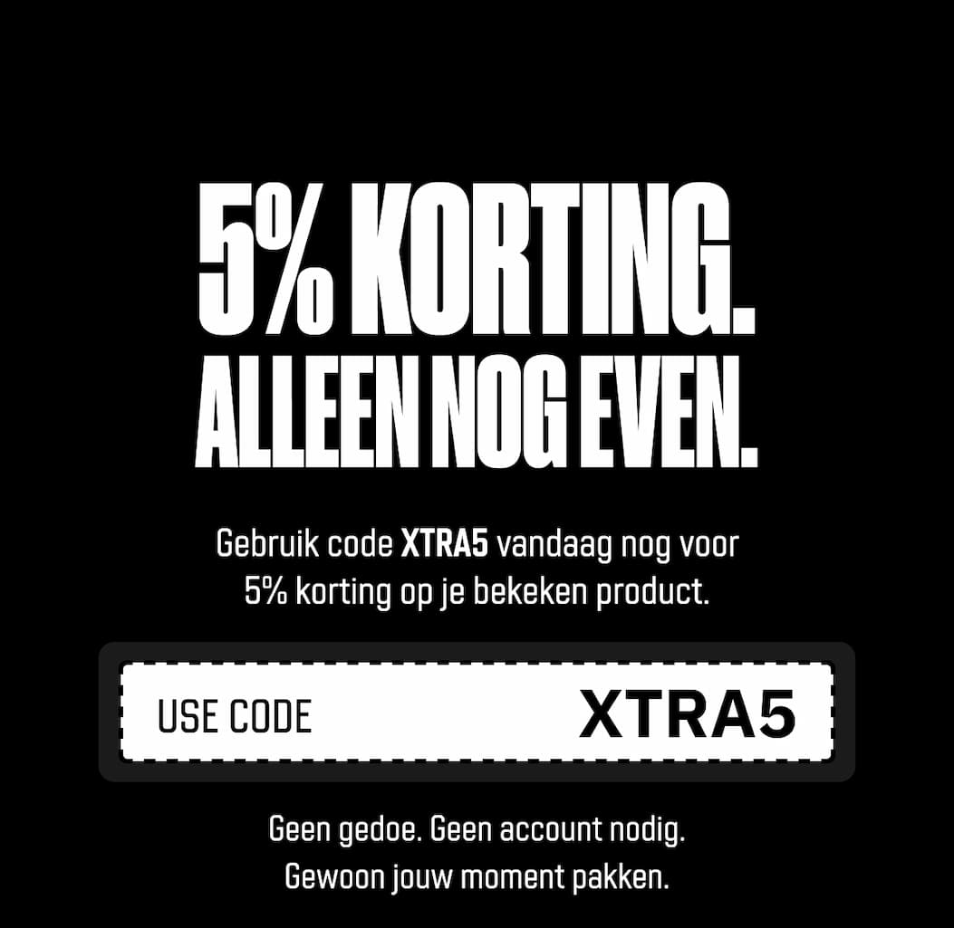 5% korting. Alleen nog even. Gebruik code XTRA5 vandaag nog voor 5% korting op je bekeken product. Use code - XTRA5 - Geen gedoe. Geen account nodig. Gewoon jouw moment pakken. Gebruik mijn korting