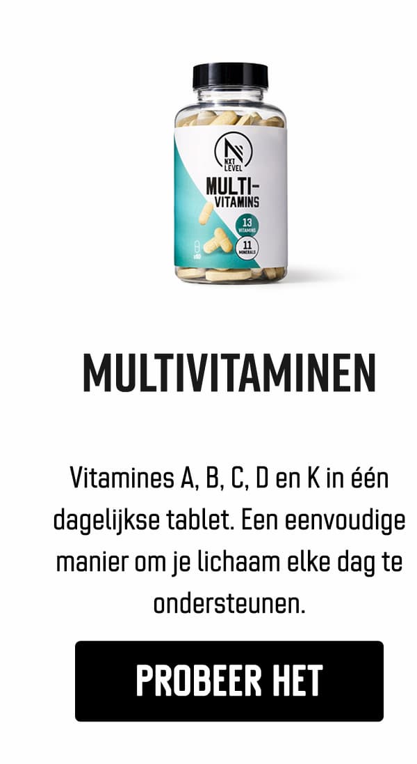 Multivitaminen Vitamines A, B, C, D en K in één dagelijkse tablet. Een eenvoudige manier om je lichaam elke dag te ondersteunen.
