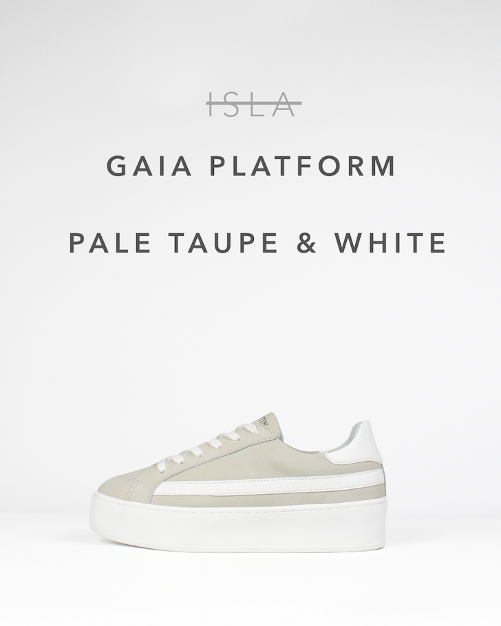 Gaia Platform Trainers, Pale Taupe & White