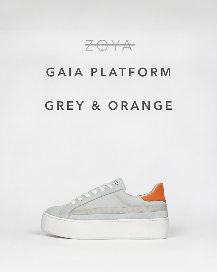 Gaia Platform Trainers, Grey & Orange