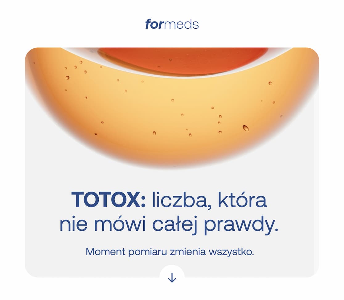 TOTOX: liczba, która nie mówi całej prawdy. Moment pomiaru zmienia wszystko. Poniżej strzałka sugerująca przewinięcie strony w dół.
