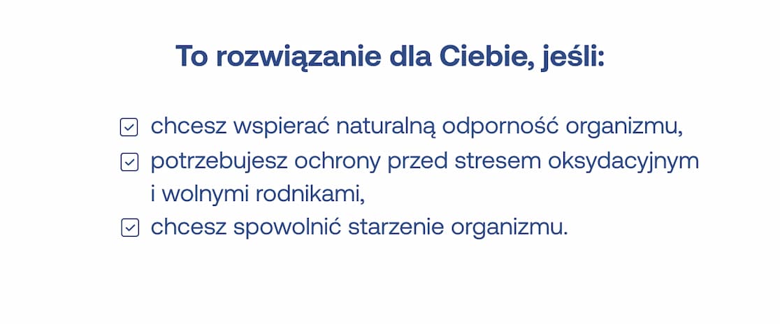 Glutation liposomalny jest dla Ciebie, jeśli chcesz: wspierać odporność, chronić organizm przed stresem oksydacyjnym i wolnymi rodnikami oraz spowolnić starzenie.
