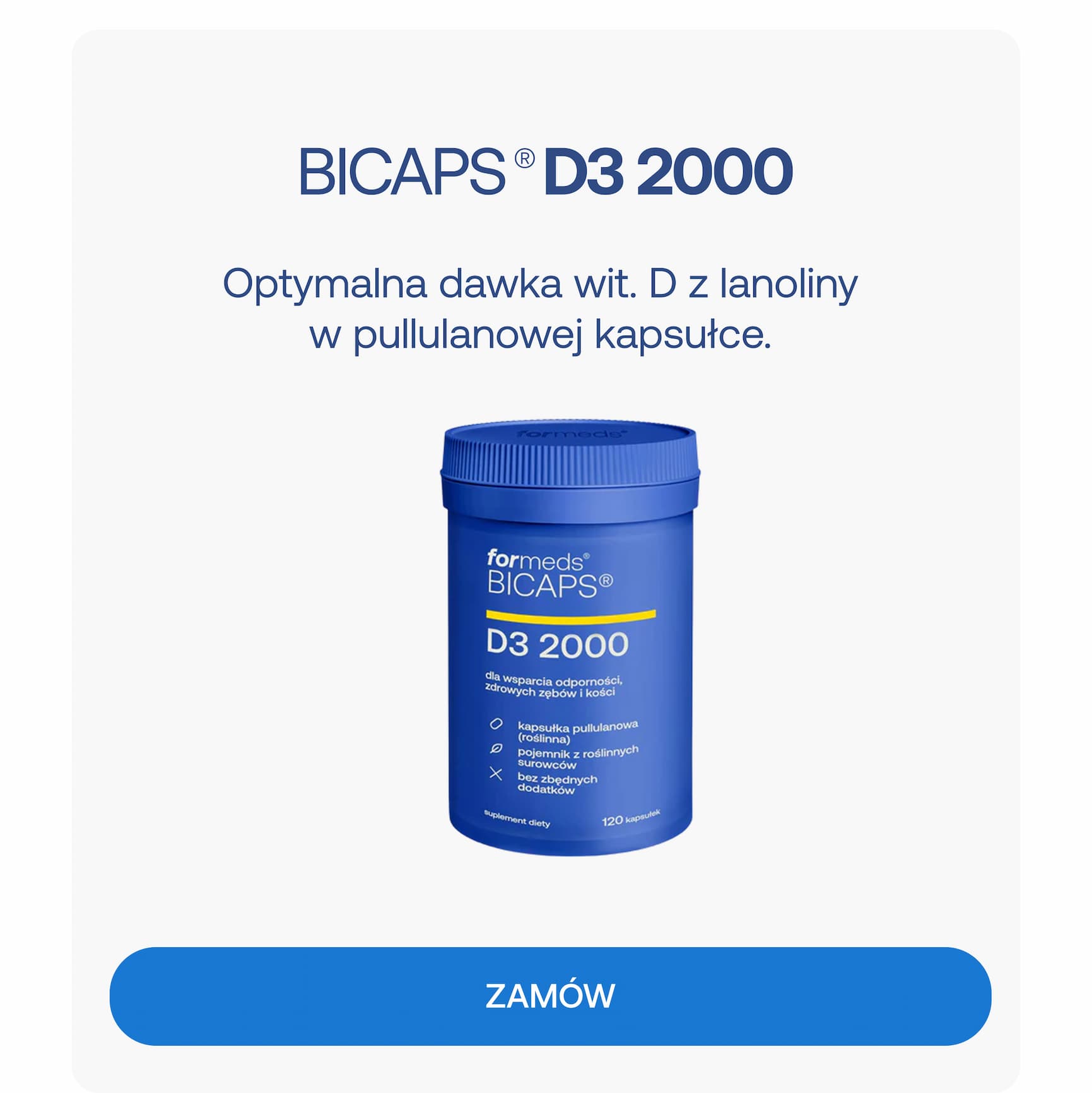 BICAPS® D3 2000 Optymalna dawka wit. D z lanoliny w pullulanowej kapsułce. ZAMÓW
