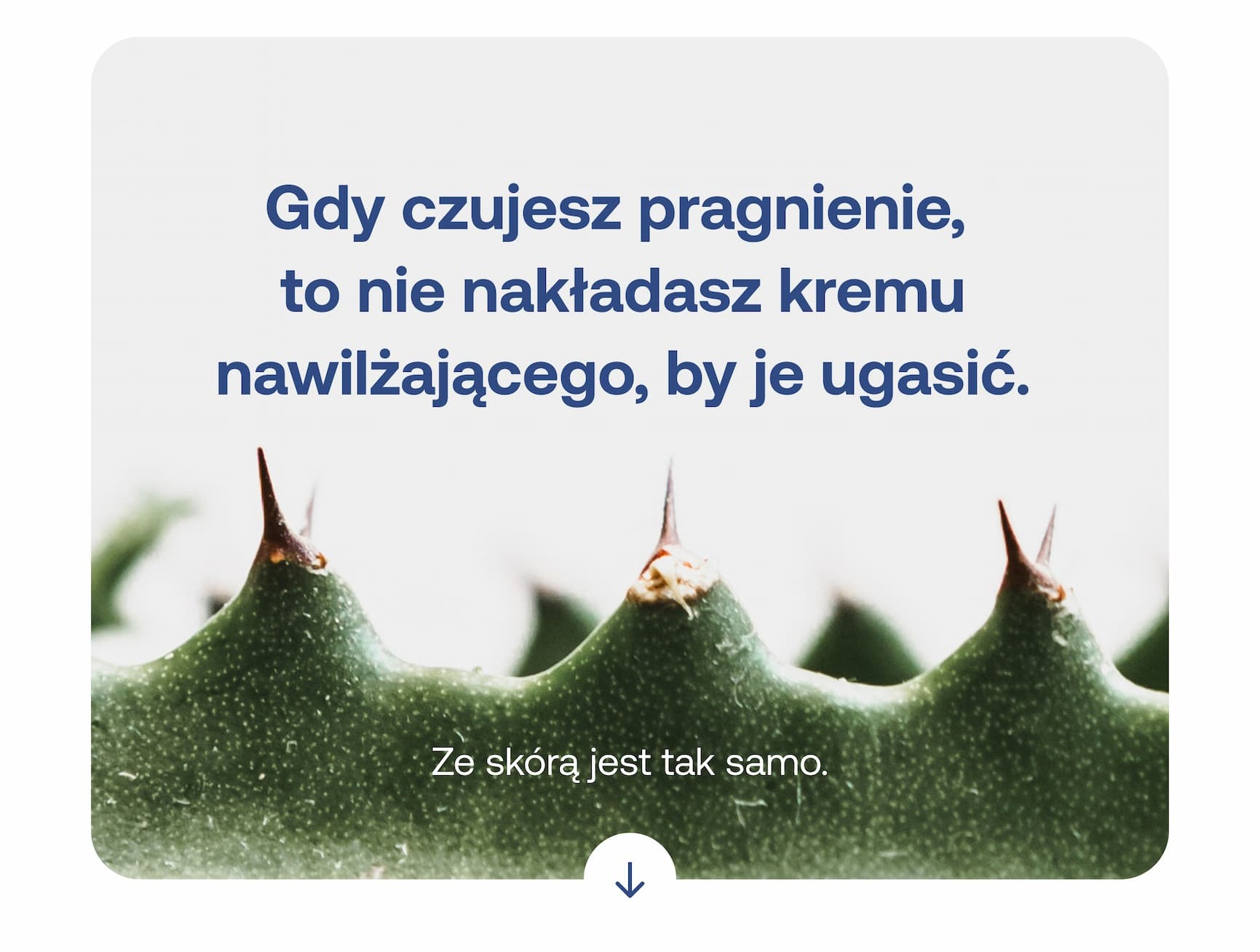 Gdy czujesz pragnienie, to nie nakładasz kremu nawilżającego, by je ugasić. Ze skórą jest tak samo.