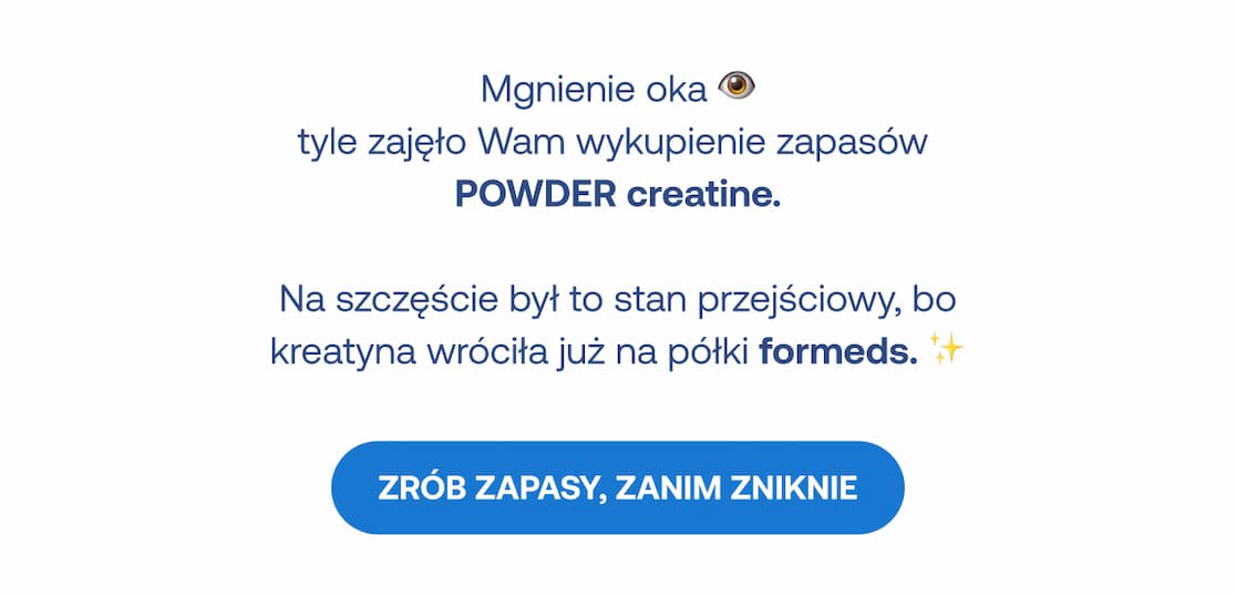 Cześć! Kreatyna to fundament dla osób pracujących umysłowo, na diecie roślinnej lub dbających o sprawność rodziców 50+. Przycisk: SPRAWDŹ, GDZIE JĄ ZNAJDZIESZ.