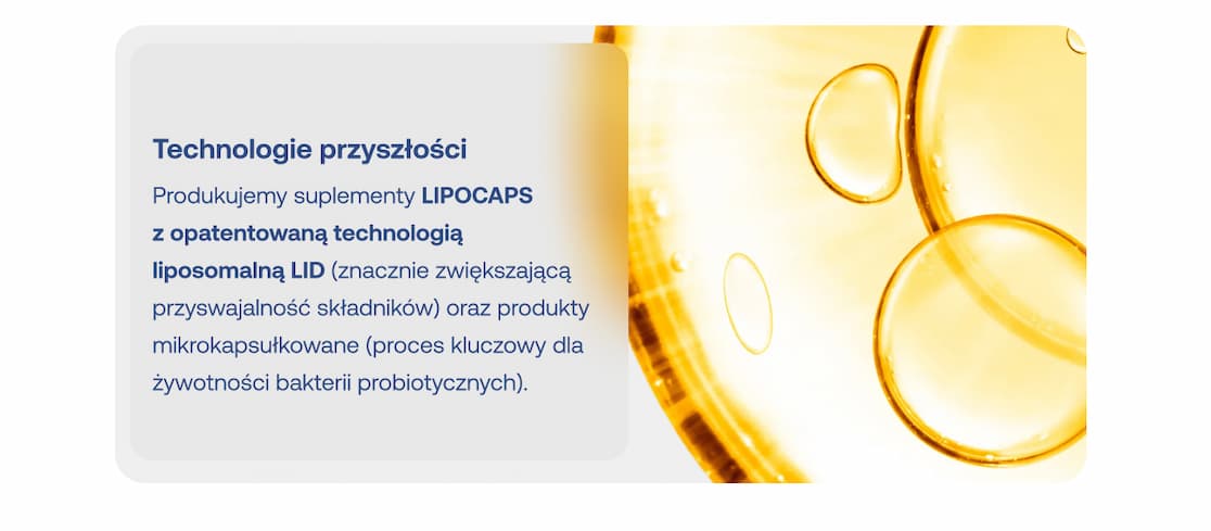Technologia liposomalna LID w suplementach LIPOCAPS – znacznie wyższa przyswajalność składników i trwałość bakterii probiotycznych