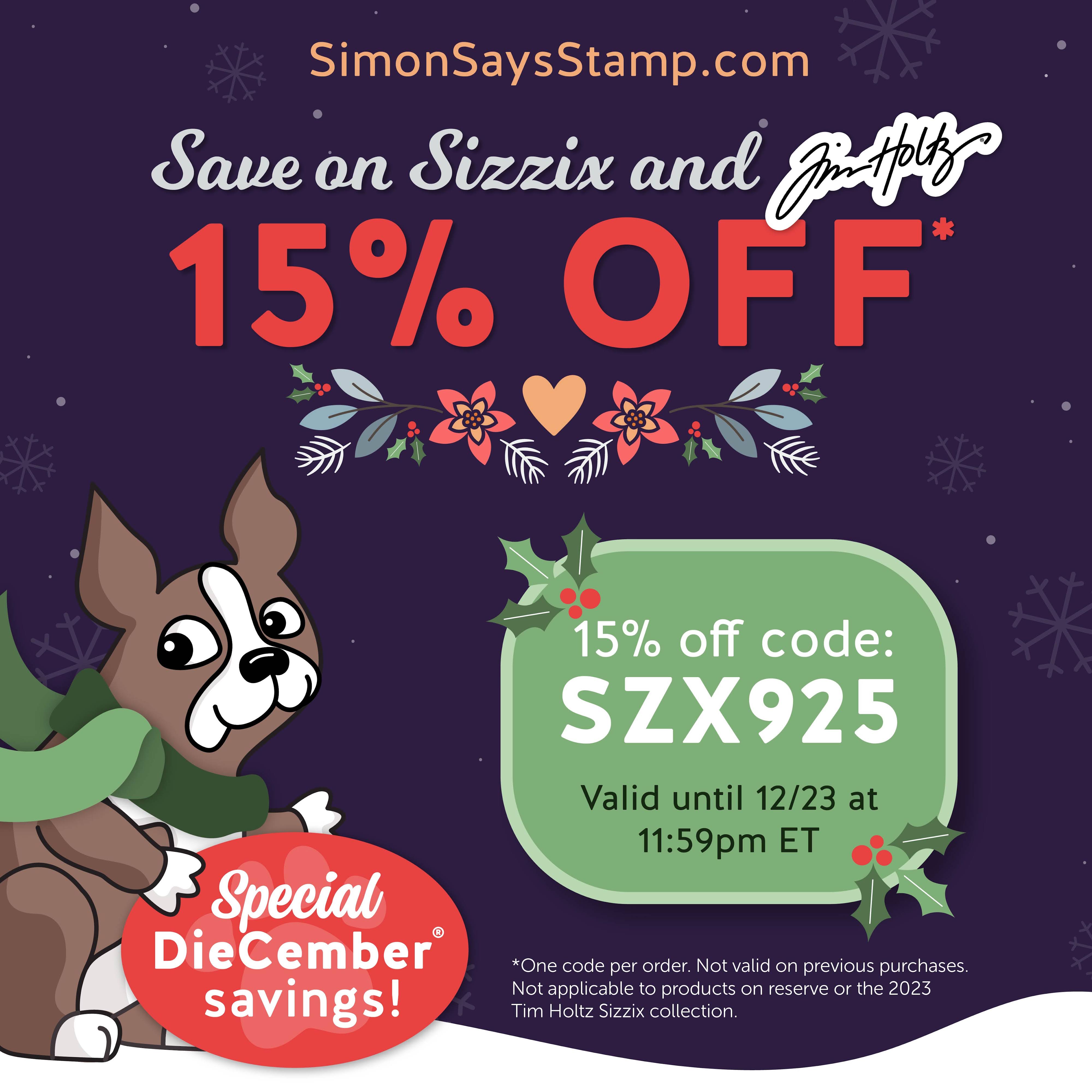 [NOW] 15 off Sizzix (including Tim Holtz) Ready, set, SAVE!! Simon