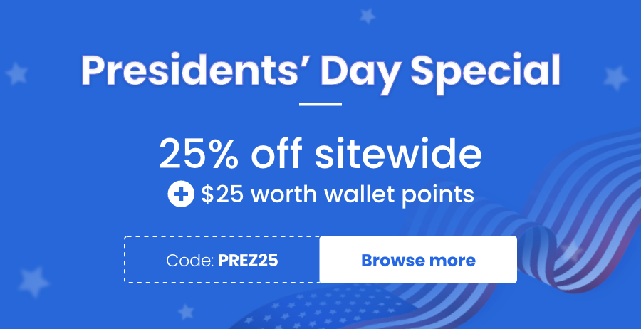 Presidents' Day Special | 25% off sitewide + $25 worth wallet points | Use code - PREZ25 | Browse more