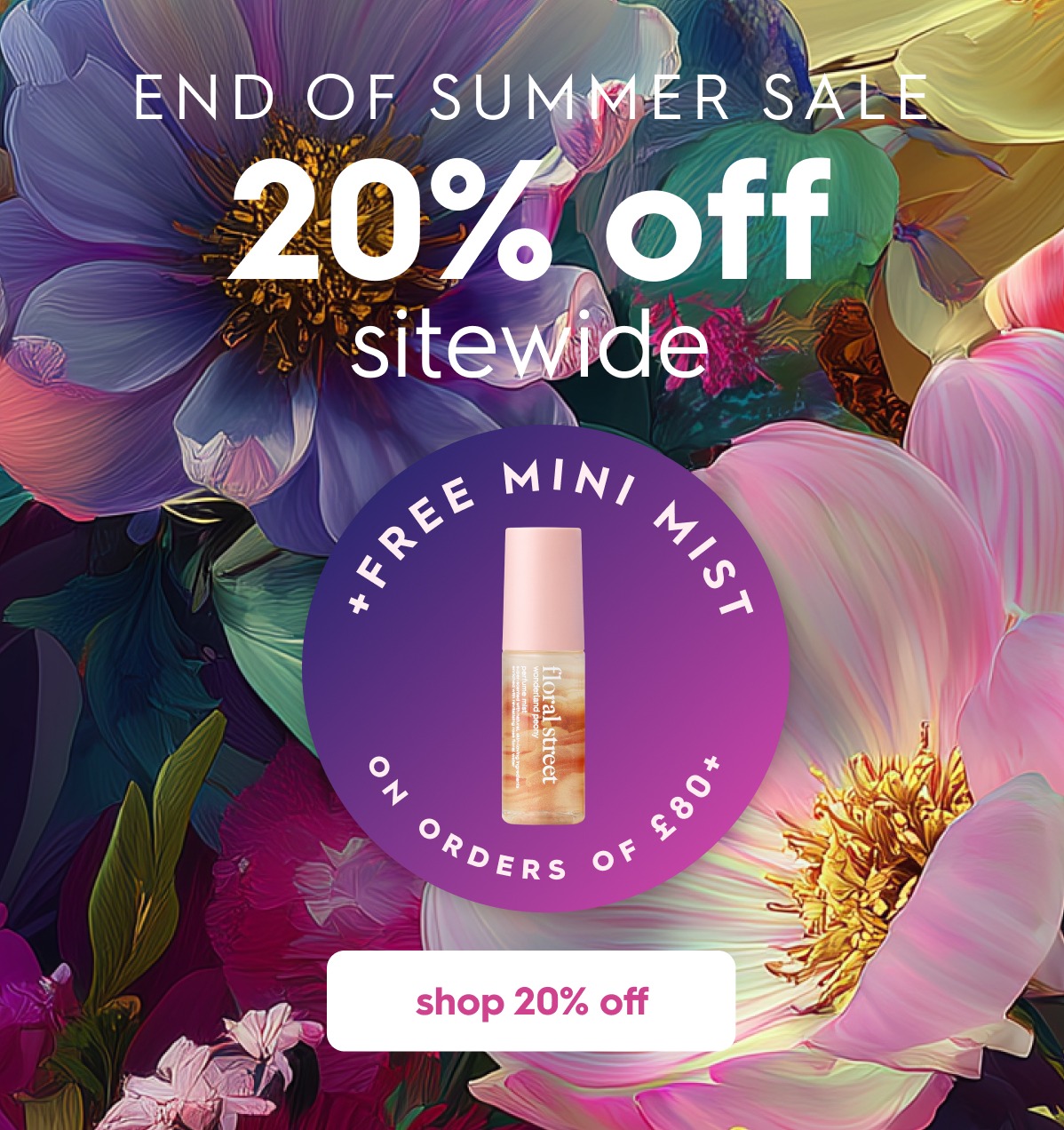 END OF SUMMER SALE 20% off