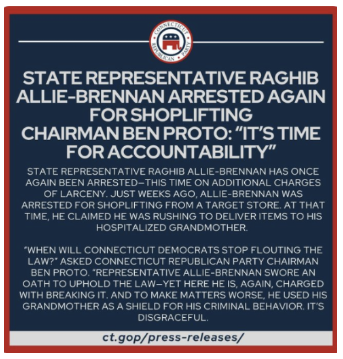 Press Release on Shoplifting Arrest