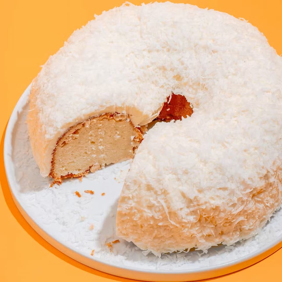 A white chocolate coconut Bundt cake from Doan's Bakery 