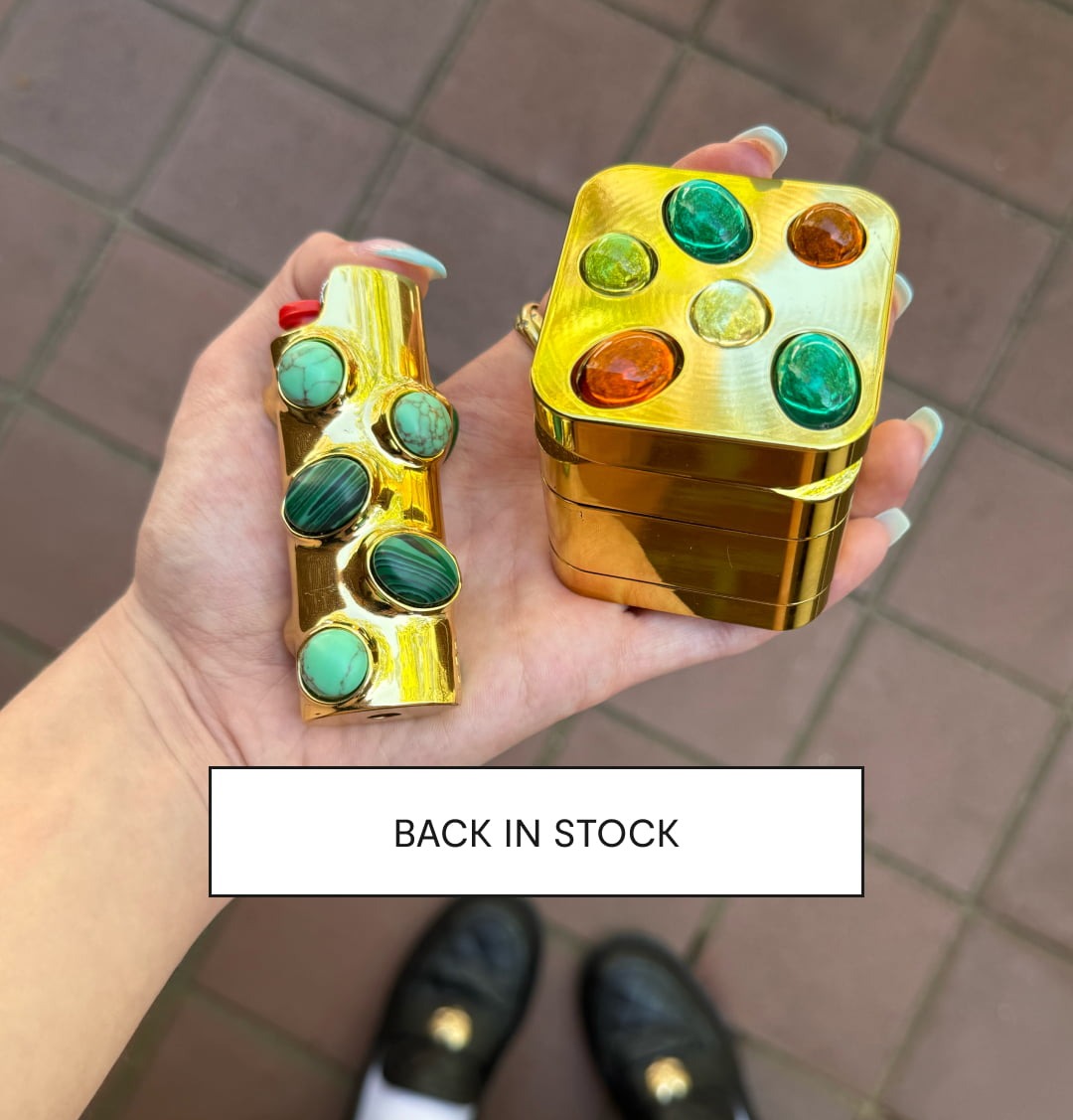 gemstoned lighter case in malachite